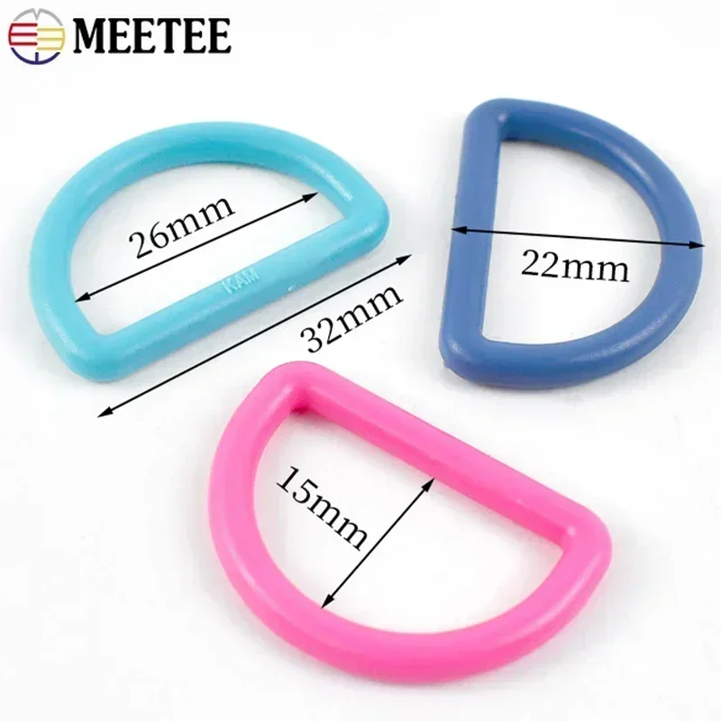 50Pcs Meetee 10-38mm Plastic Buckles D Ring for Backpack Strap Hanger Dog Collar Webbing DIY Luggage Hook Bag Decor Accessories