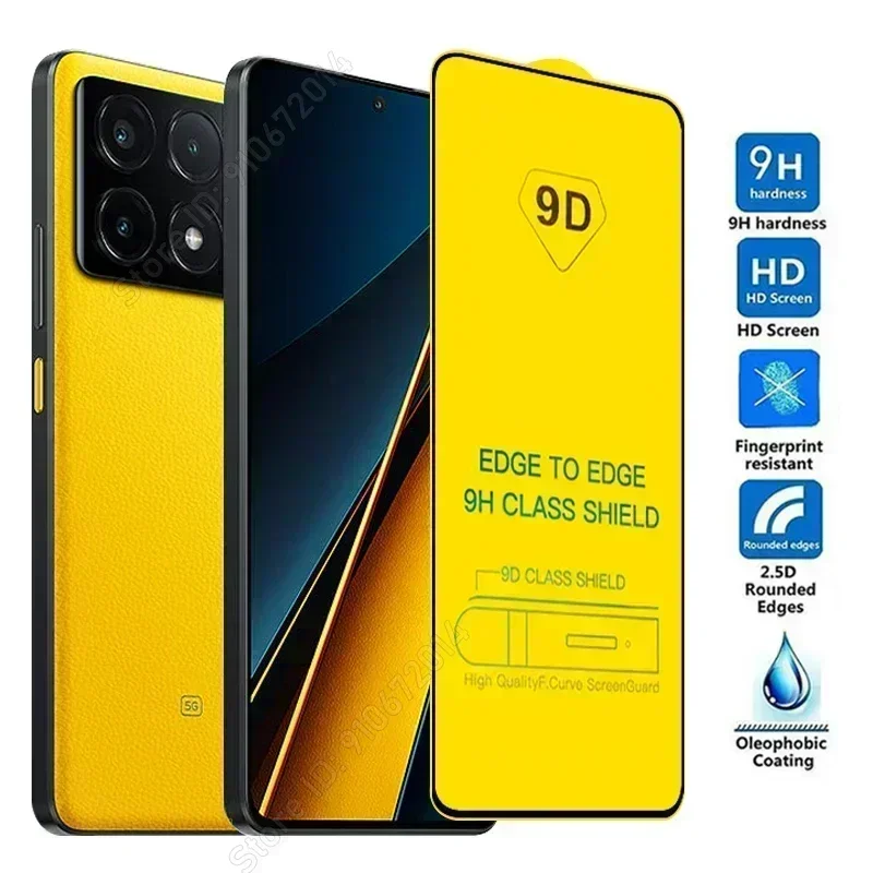 6in1 For POCO X6 Pro 9D Glass For POCO F6 F5 X5 X4 X3 NFC M3 M4 M6 Pro Lens Film For POCO C65 M5S C40 F3 F4 GT Screen Protectors