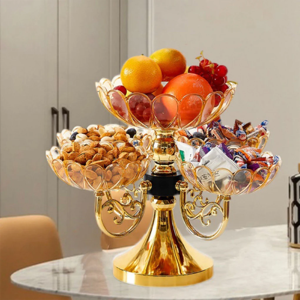 Fruit Tray 360 ° Rotatable Multi-layer Living Room Fruit Tray Snacks Dried Fruits Candies Light Luxury High-end for Home Use