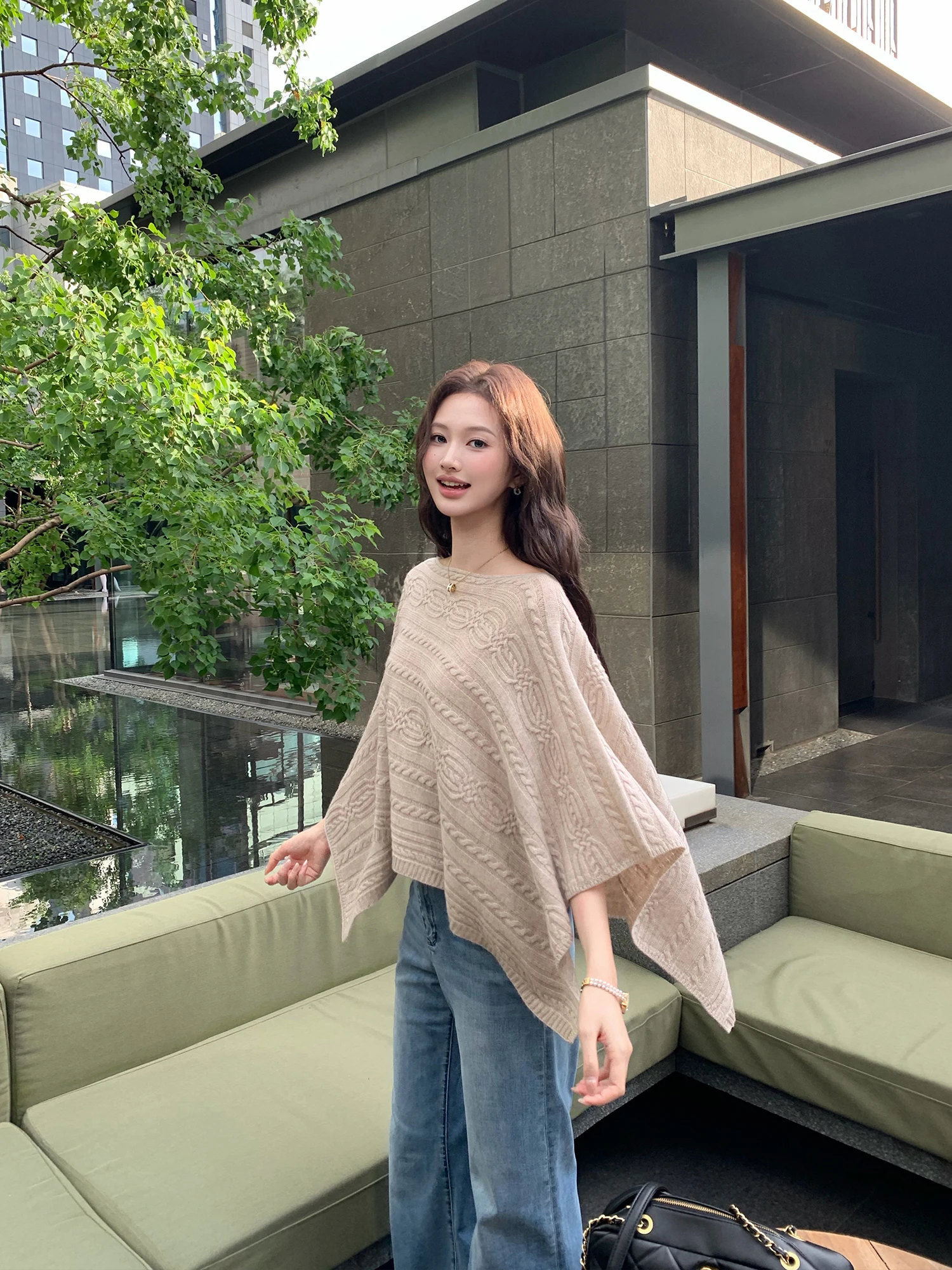 Pusumede Knitted Wool Blend Shawl Women's Outerwear Casual Neck Warmer Shoulder Wrap Top Fashionable Autumn Piece