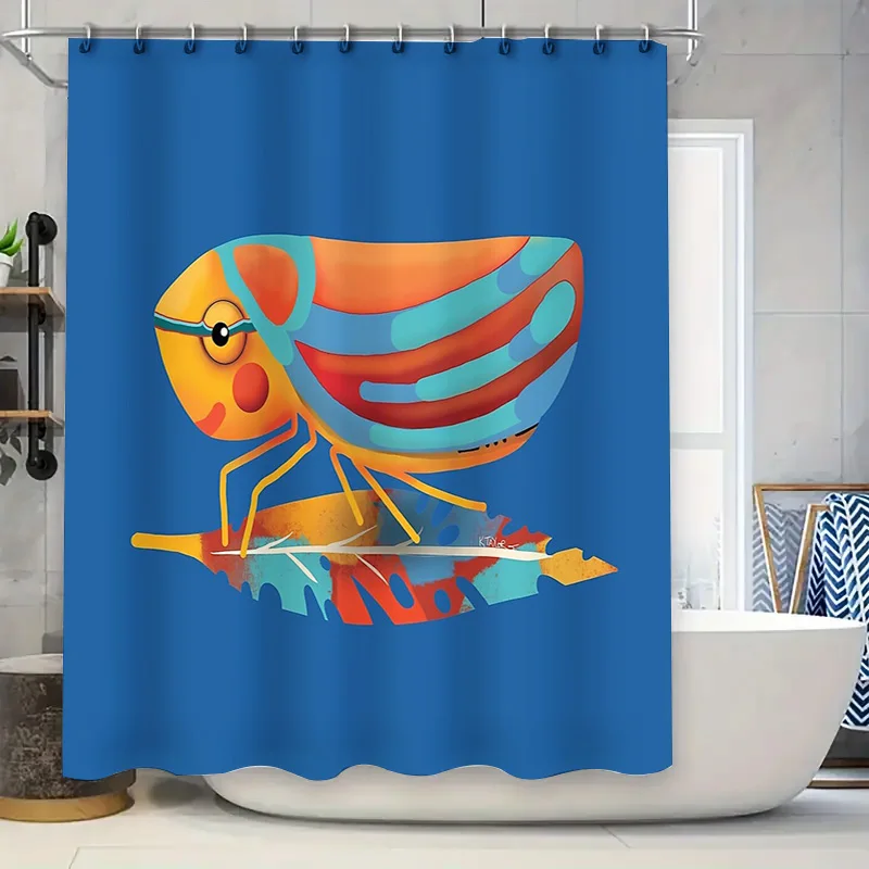 

Colorful Insect Shower Curtain Modern Abstract Nature Decor Bathroom Fabric Waterproof Home Decor