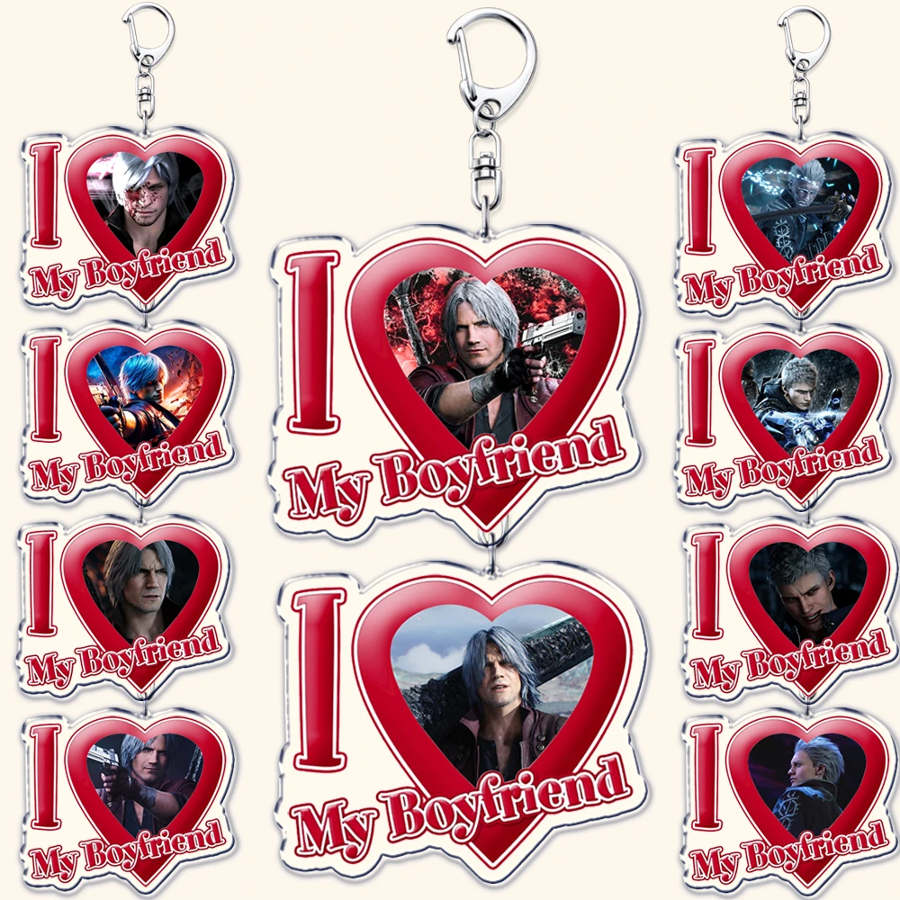 

Горячая новинка: Брелок для ключей и сумок по игре I Love My Boyfriend Heart Demon Devil Cry Dante – украшение, подарок для фанатов и друзей