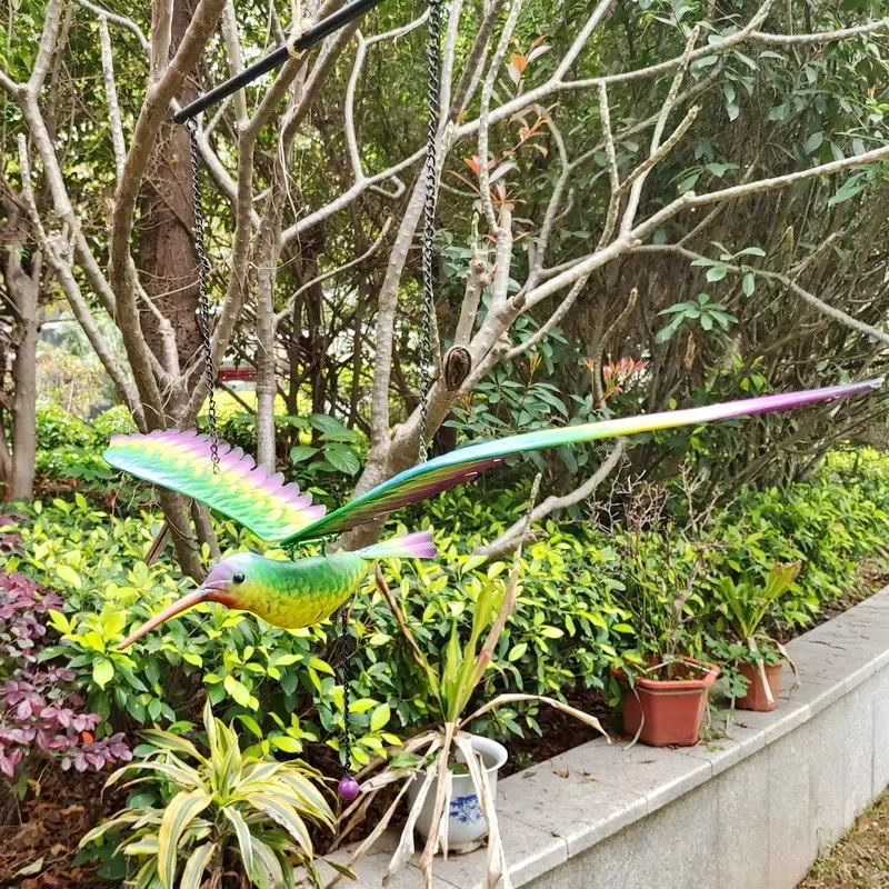 Smart Wings Wrought Iron Hummingbird Balancer Hanging Pendant for Balcony Outdoor Courtyard Garden Decoration New Arrival