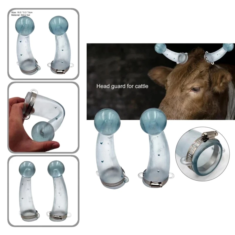 2 Pieces Cow Horn Protectors Round Ends Silicone Anti-Fight Protective Cover Safe for Calf Cattle Bull Farm Accessory 2025 New