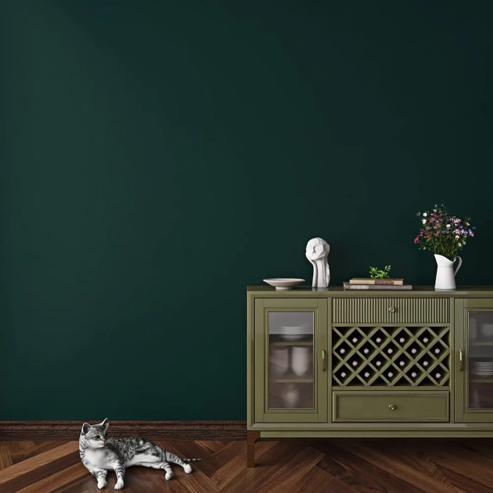 Retro Green Removable Wallpaper for Deep, Dark, and Vintage Wall Decor in Bedrooms, Bathrooms, and Apartments image 5
