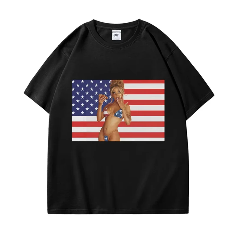 

Funny Doja Cat American Flag Graphic T Shirts Men's Women's Meme Short Sleeve T-shirts Fashion Casual Oversized Cotton T-shirt