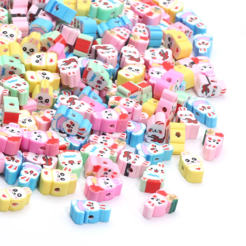 Mixed Color Cute Bunny Animal Pattern Bead Spacer Loose Polymer Clay Beads For jewelry Making DIY Bracelet Necklace Accessories