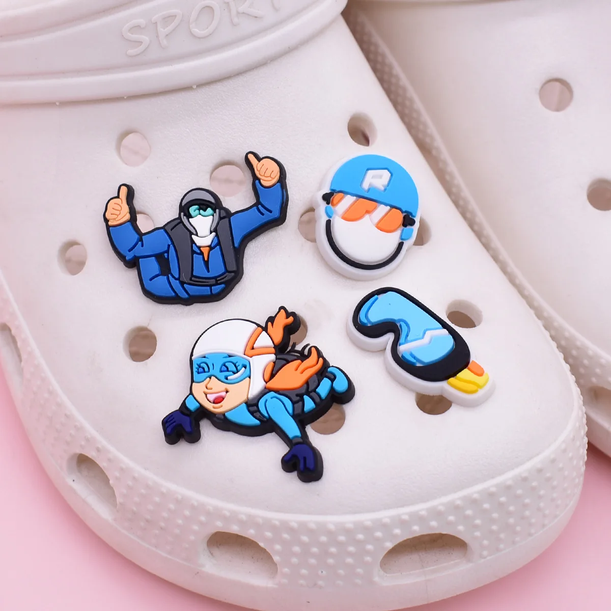 Personalized Decor Hot Cute Skydiving PVC Shoe Charms Easy To Use Removable Decor For Clogs Great Gift For Sport Lovers