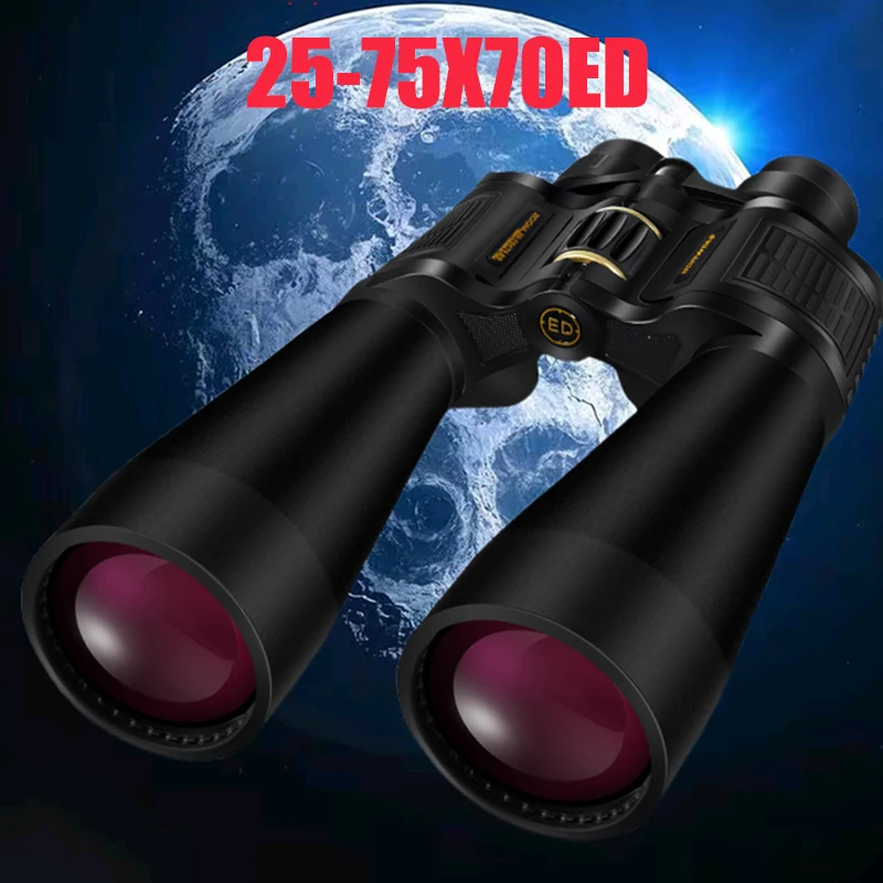 BORWOLF Obiettivo Grande 25-75X70 Binocolo FMC Ottico Ad Alta Potenza Caccia Birdwatching Telescopio Luce di visione notturna