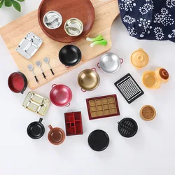 Miniature Food Props Dollhouse Miniature Kitchen Dinner Plate BBQ Tray Pot Casserole Hot Pot Tableware Model Decor Toy 10pc/lot