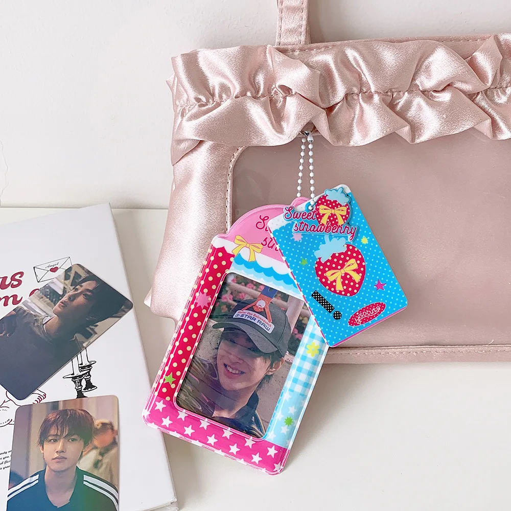 Sweet Girl Cartoon Heart Hollow 3 Inch Card Holder Kpop Photocard Display Case Transit Card Pouch view 5