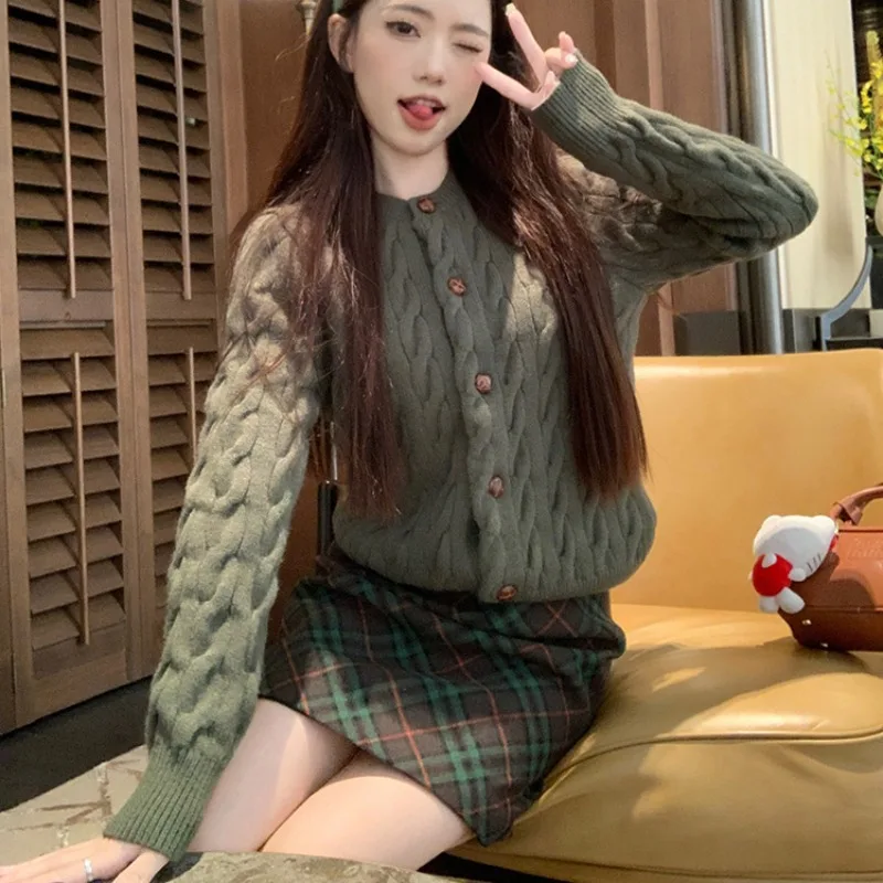 여성용 트위스트 자카드 니트 스웨터, 한국 패션, 올 매치 솔리드 여성 의류, 클래식 심플 아웃웨어, 레저 인스