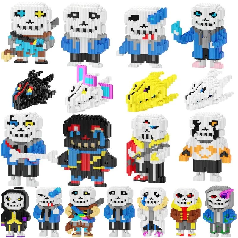 

Аниме Undertale, строительные блоки, игрушки, Chara Frisk Sans Papyrus, кирпичи, фигурки, скелет, модель из АБС-пластика, куклы, подарки на Рождество и день рождения