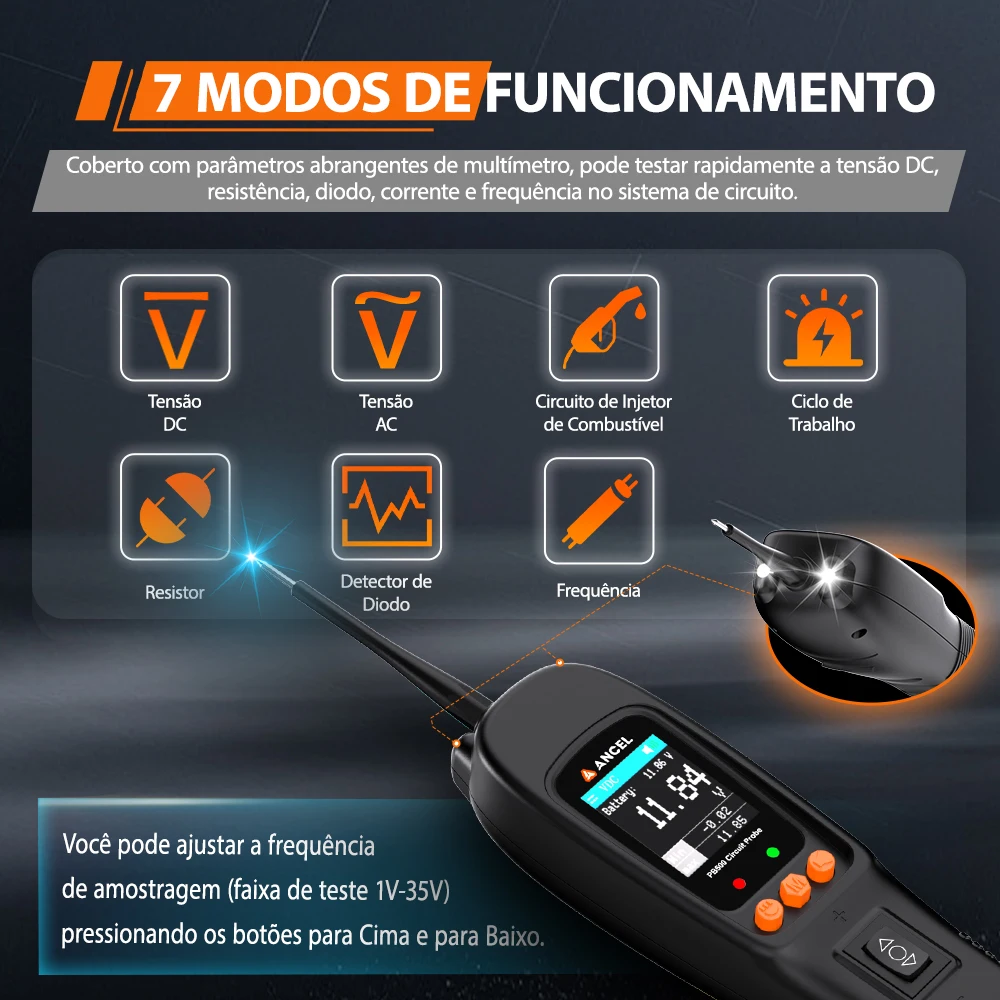 2025 Ancel PB500 Kit tester sonda circuito di alimentazione automobilistico 12/24V Tester di potenza di tensione Auto elettrica breve/apertura interruttore Finder