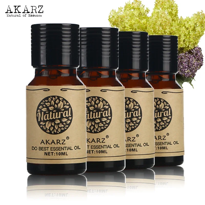 

AKARZ 10ml *4 Essential Oil Set for Aromatherapy Spa Bath Skin Care - Lavender, Musk, Melissa, Neroli