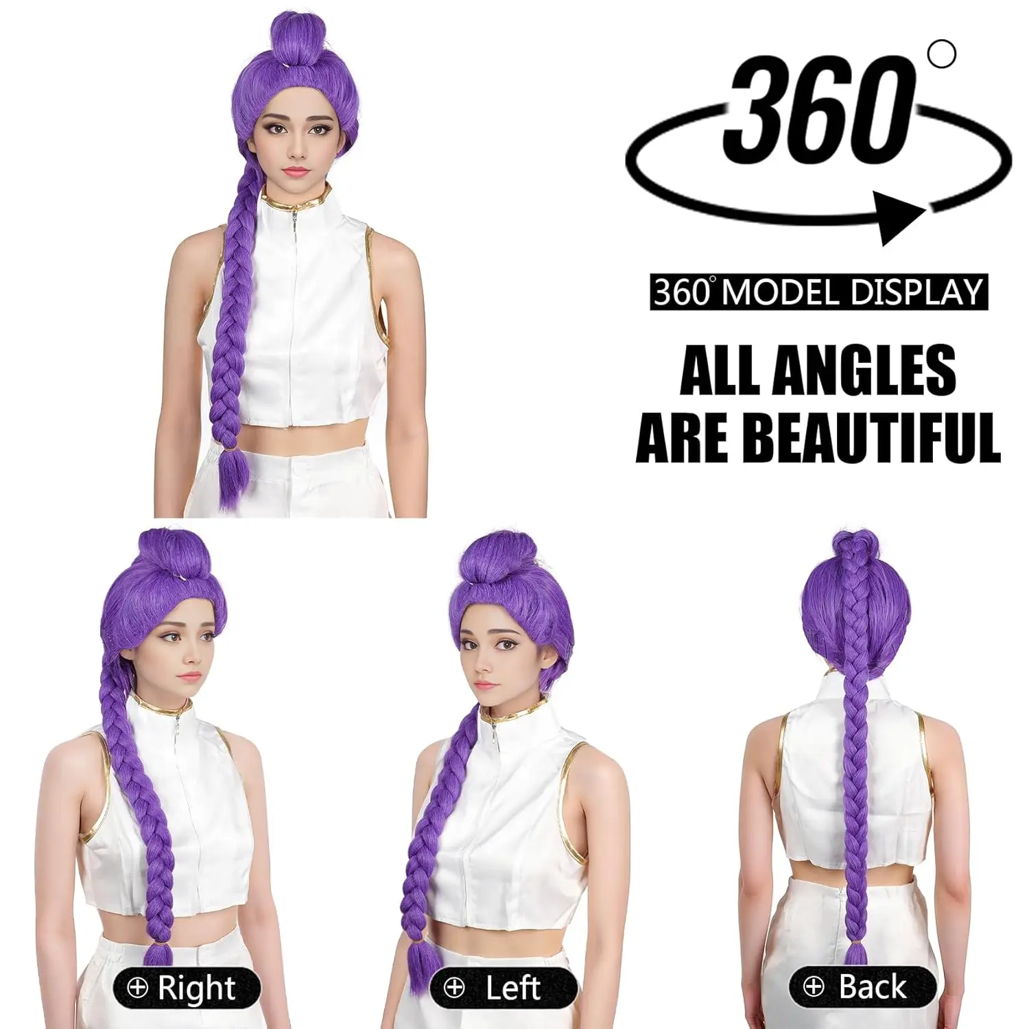 Longo roxo trança peruca feminina peruca roxa com tranças rabo de cavalo clipe anime cosplay cabelo sintético traje de halloween acessório adulto