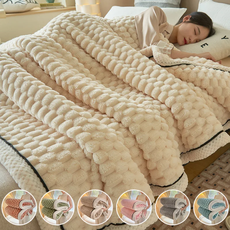 

Одеяло из искусственного меха для всех сезонов, мягкое уютное пушистое одеяло, утолщенные Пледы для спальни, дивана, однотонное покрывало