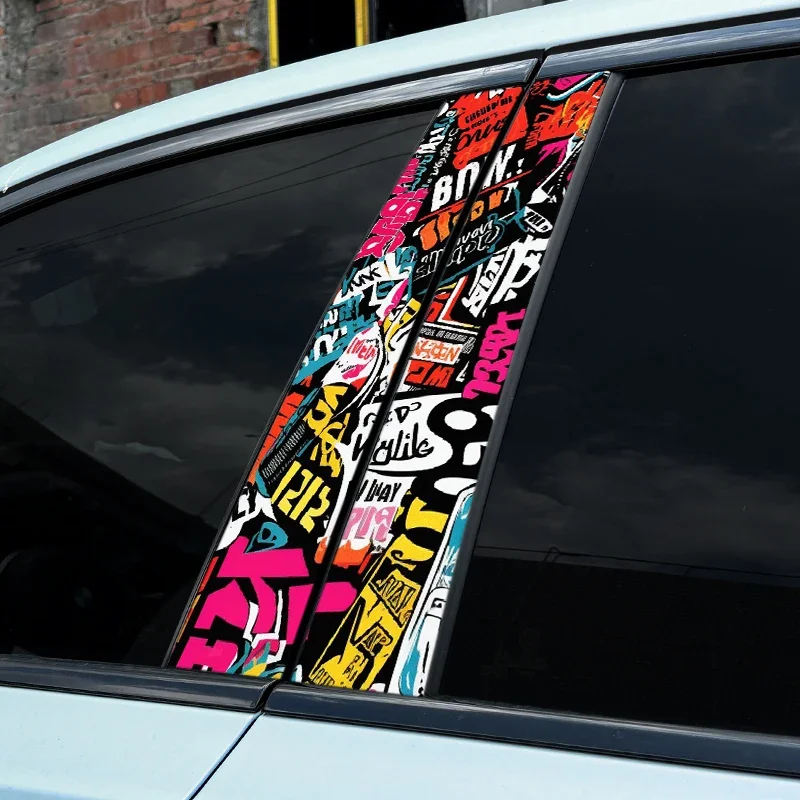 

1/2PCS Funny Graffiti Car Stickers for Auto B-pillar Waterproof Sunscreen Automobile Vinyl Decals Cover Scratches Decoration