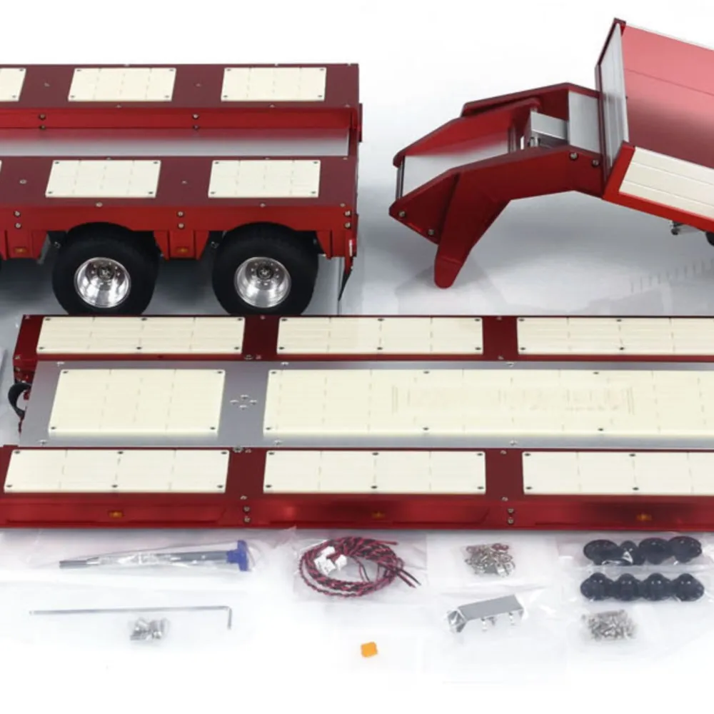 

DG-999 RC 1/14 металлический прицеп, 4-осевой съемный гусиная шея для модели тягача «сделай сам», с сервоприводом световой системы ESC TH23977