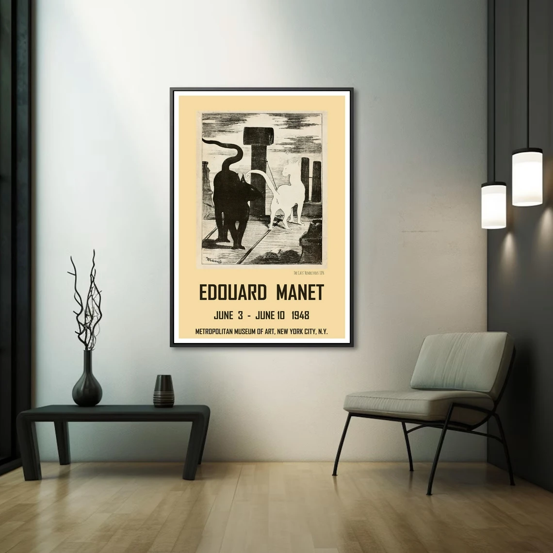 إعادة طباعة ملصق معرض مدينة نيويورك عتيق لعام 1948 لأعمال إدوارد مانيت ملصق قماش طباعة ديكور المنزل طلاء جدران