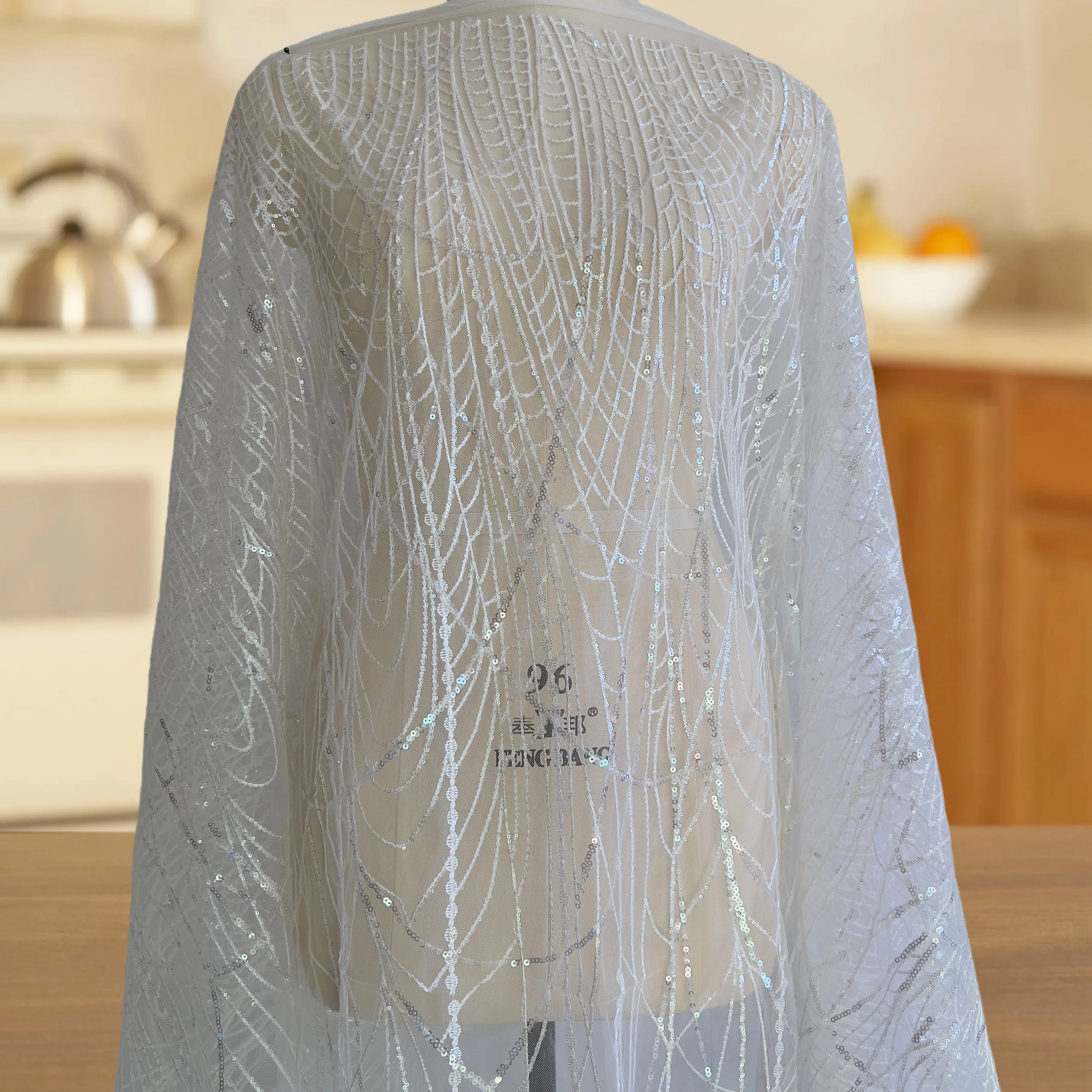 

Цвет слоновой кости, блестки, вышивка, тюль, сетчатая кружевная ткань, прозрачные блестки, блестящие кружева «сделай сам», 1 ярд