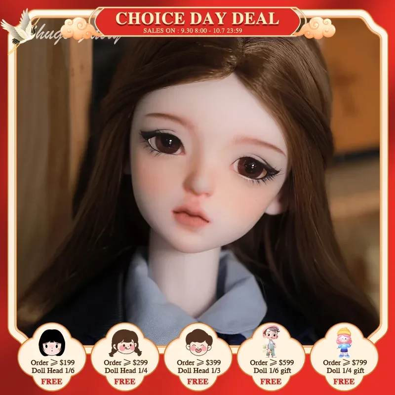 Celia Bjd Doll 1/4 Fullset Barly Royal College JK Uniform Blue Suit Pleated Shirt Mary Jane Shoes Toy for Girl Shugafairy