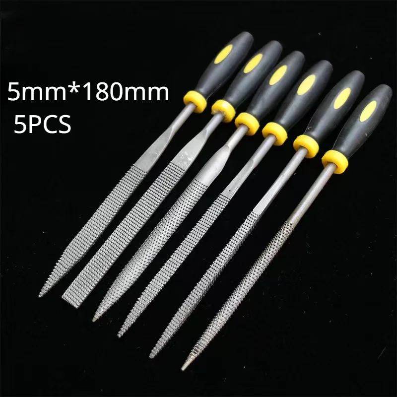 5Pcs Mini Metal Rasp Needle Files Set Wood Carving Tools for Steel Rasp Needle Filing Woodworking Hand File Tool 140/160/180mm