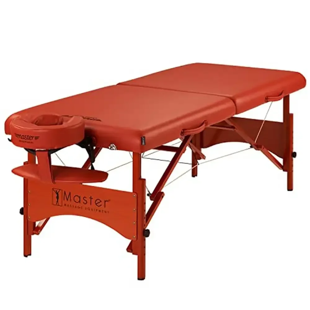 

Portable Lightweight Massage Table 25 Inch- Supportive Foam- Bonus Accessories- European Beech Wood Legs- Cinnamon PU Upholstery