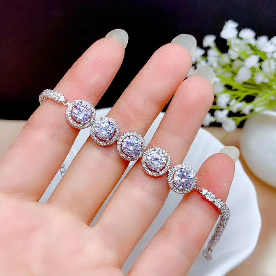 Real Moissanite D VVS  Women's Bracelet 925 pure silver diamond bracelet latest style hot sale promotion