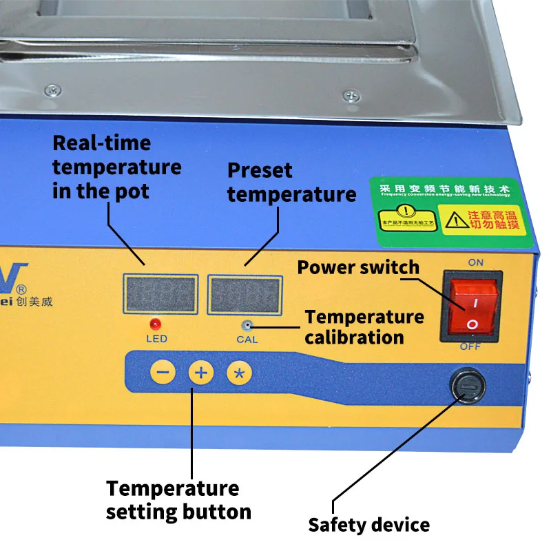 CM 250S Lead Free Double Digital Solder Pot Soldering Desoldering Bath 250 160 45mm 1800W