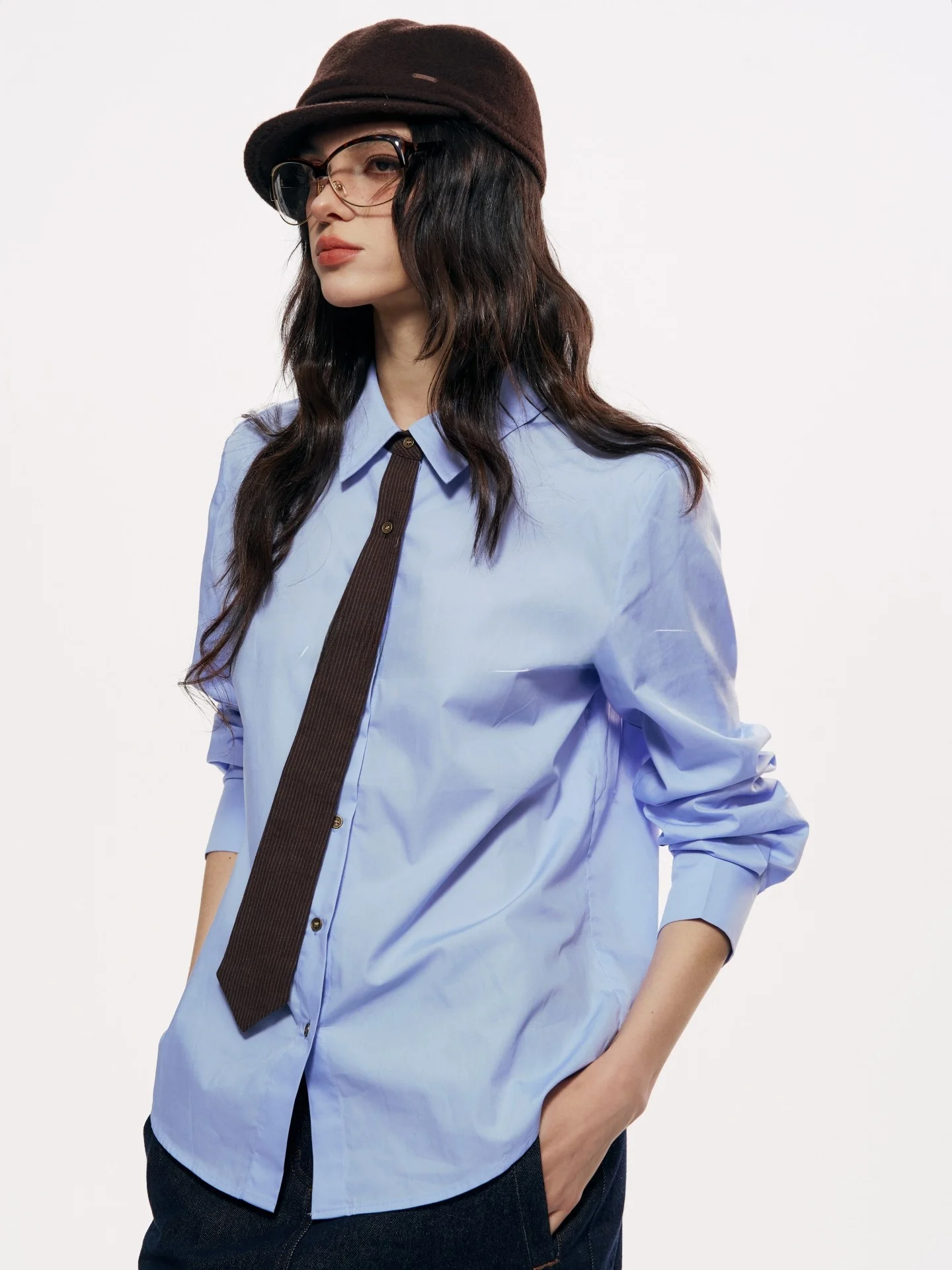 

Свободная длинная рубашка CHILL ZOEY из чистого хлопка, дышащая, женская, модная, универсальная, для повседневной носки, в стиле High Street