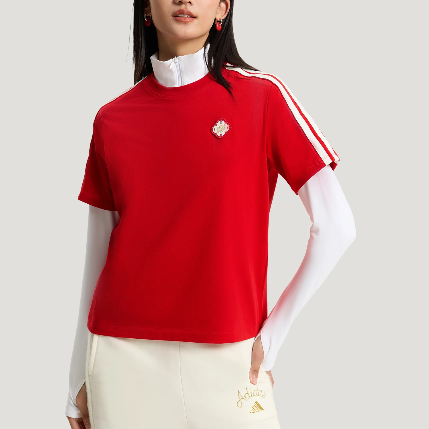 

Оригинальный женский пуловер Adidas с круглым вырезом, дышащий, спортивный, с короткими рукавами KV0506