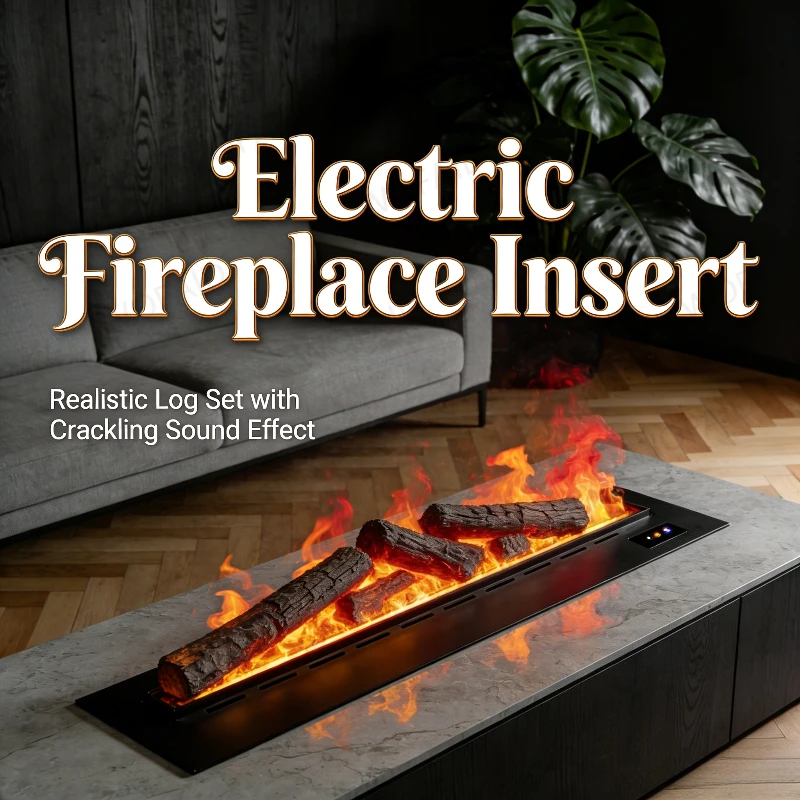 

Электрический камин-вставка с эффектом пламени, компактный размер, 3D-эффект пламени с мягким освещением для расслабляющего сна