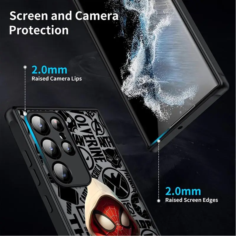 Matte Phone Case for Samsung Galaxy S24 S23 S22 S21 S20 FE Ultra S10 plus Note 20Ultra funda Marvel Deadpool Spiderman Boy Cover