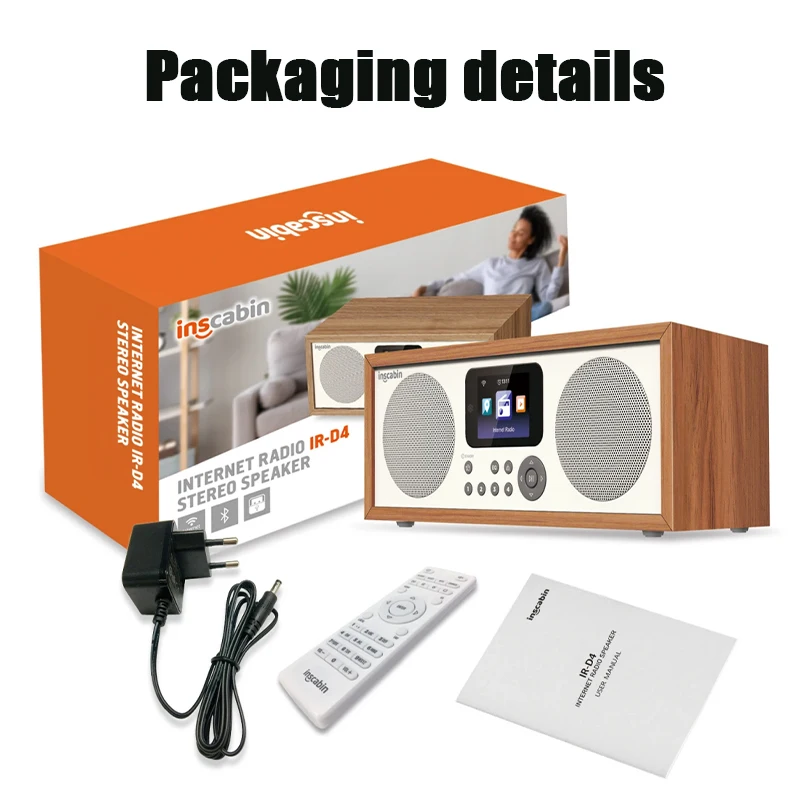 Inscabin Audience Bluetooth Sound Box LED Retro Bedroom Radio Network With Spotify Connect Portable Wireless Stereo Speakers