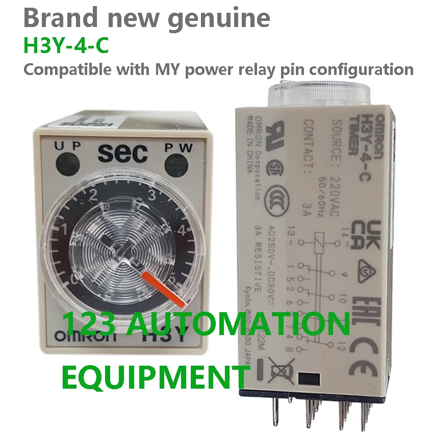 Authentic New Omron H3Y-4-C Time Relay 24VDC 220VAC Miniature Timer 1S/5S/10S/30S/60S/3M