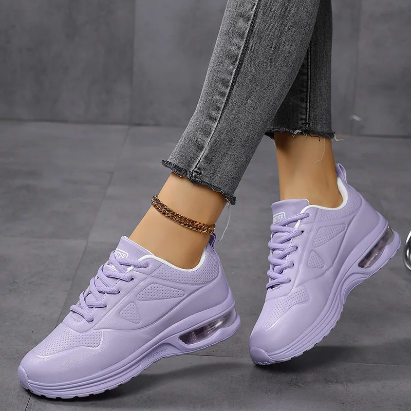 Frauen Mode Luftpolster Turnschuhe PU Leder Laufschuhe Anti-slip Outdoor Sport Schuhe Elastische Gym Trainer – Detail 9