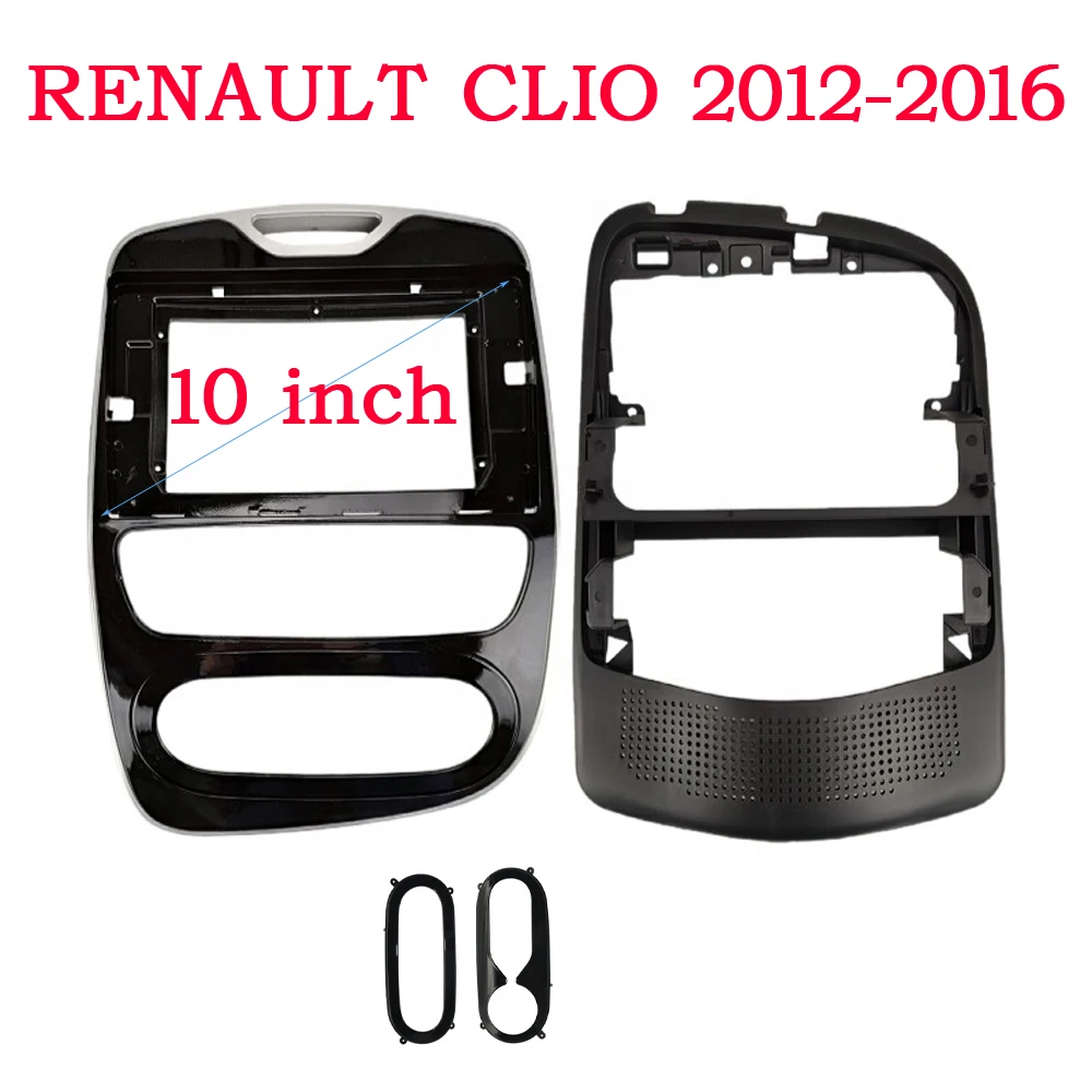 WQLSK 2 Din 10.1 Inch Car Radio Fascia Panel Frame for Renault Clio 2012-2019 Dashboard ABS+PC Plastic Installation Trim Kit