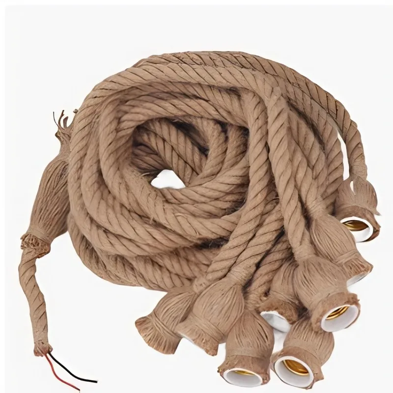 Hand Woven Rattan Hemp Rope Pendant Light, Vintage Single Double Head Lamp for Cafe Bar Clothing Store Loft Living Space