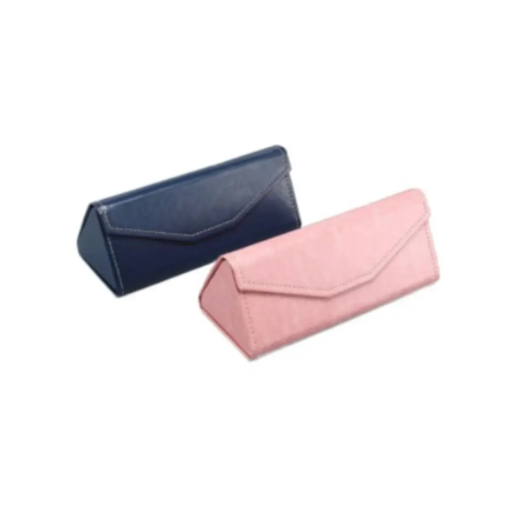 Portable PU Leather Triangle Sunglasses Box Solid Color Waterproof Glasses Case Folding Glasses Box Men
