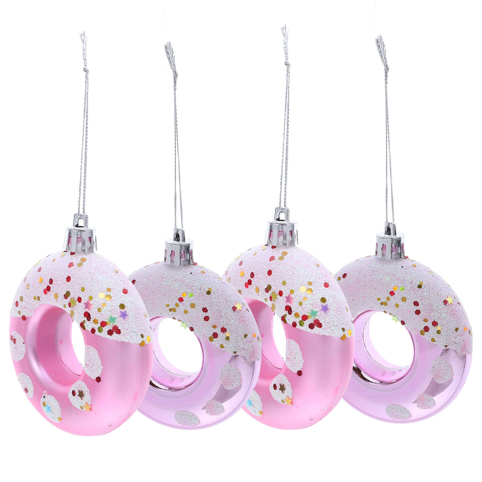 

4pcs Hanging Ornament Cute Christmas Tree Decoration Pendant Dessert Donut Pendant For New Year Easter Birthday Party Supplies