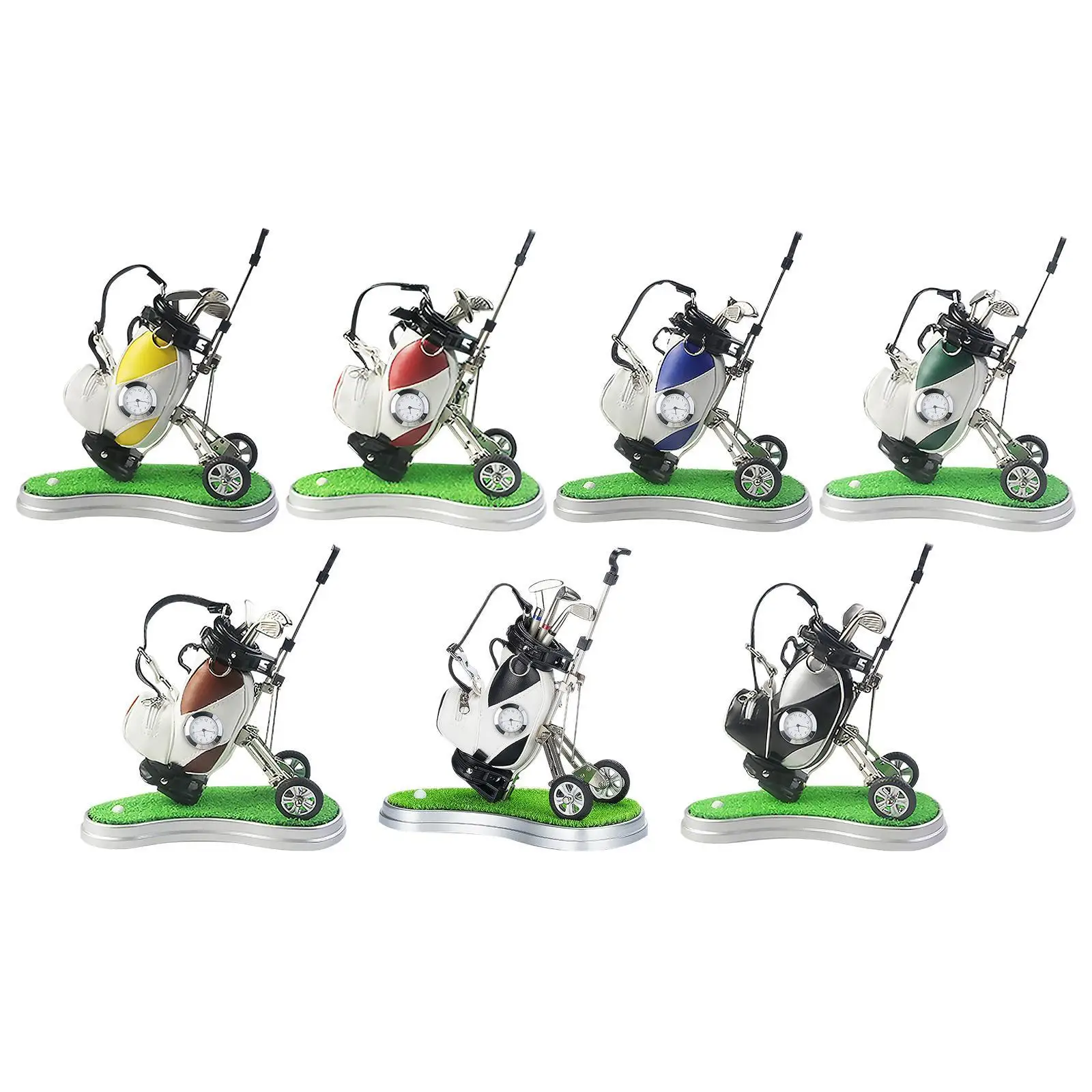 

Mini Golf Bag Pen Holder Gifts for Golfer Crafts with Mini Clock Husband
