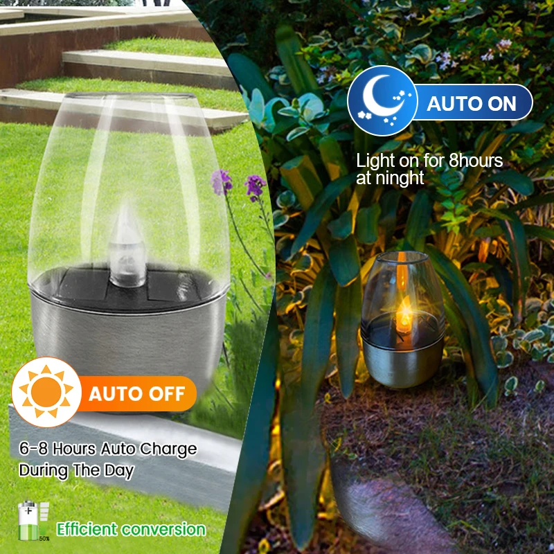 Solar Garden Lights Pack Set Outdoor LED Lawn Deck Candle Night Light Garden Patio Balcony Flameless Rechargeable Tea Wax Lamp