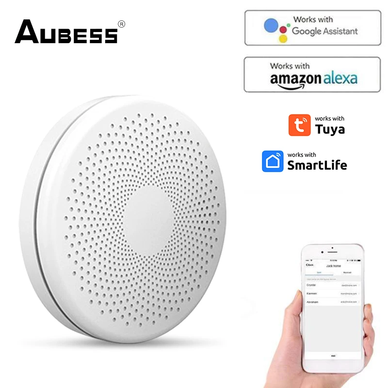 Tuya-Detector inteligente de humo y monóxido de carbono, Sensor de alarma, Control de vida inteligente, soporte de voz para el hogar, Alexa y Google Home, WiFi