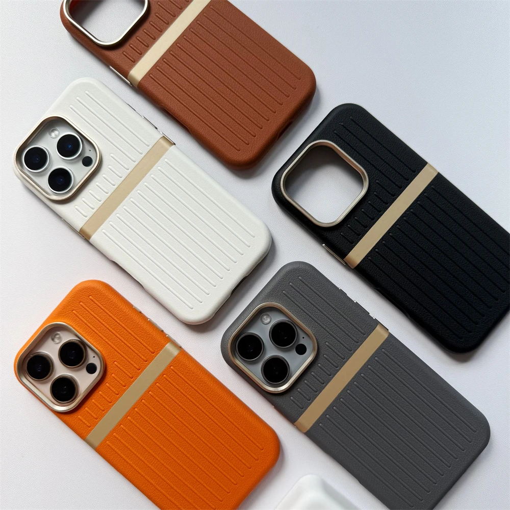 Business Luggage Leather Magnetic Case For iPhone 17 16 15 14 13 Pro Max 17Air For MagSafe Wireless Charging Fashion Cover Funda