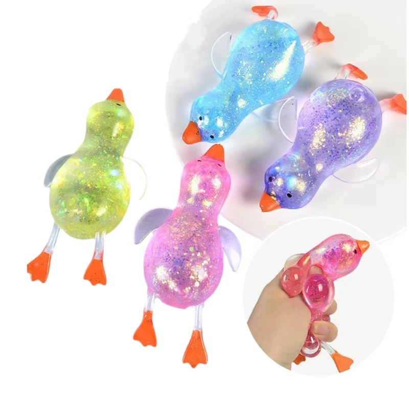 Squishy Anti-Stress Enten-Fidget-Spielzeug aus Maltose, farbenfrohe Aurora-Ente, weiches, niedliches Tier-Stressabbau-Spielzeug für Erwachsene und Kinder