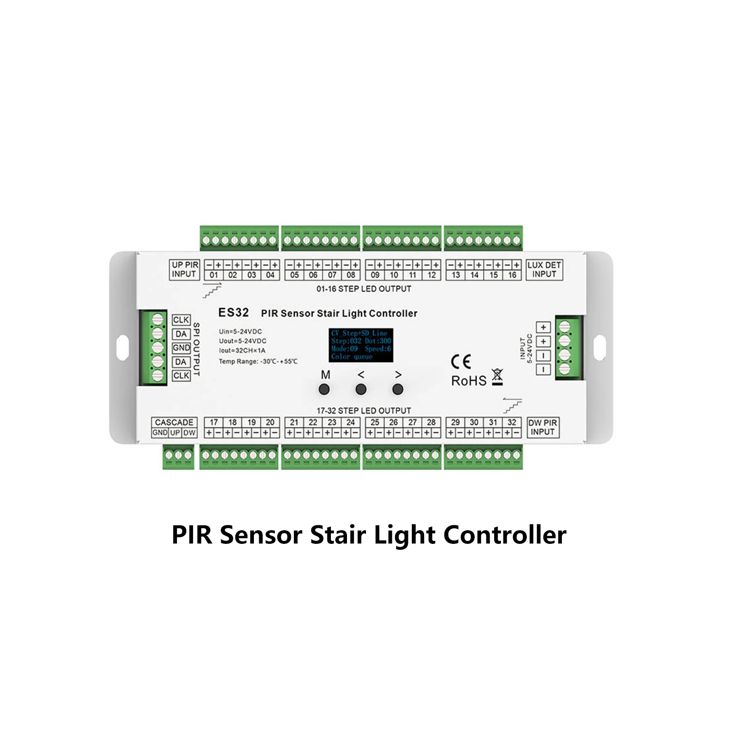 

PIR Sensor Stair Light Controller with Daylight Detect Suitable for 27 Kinds of IC Digital RGB 32-Channel Constant Voltage Strip