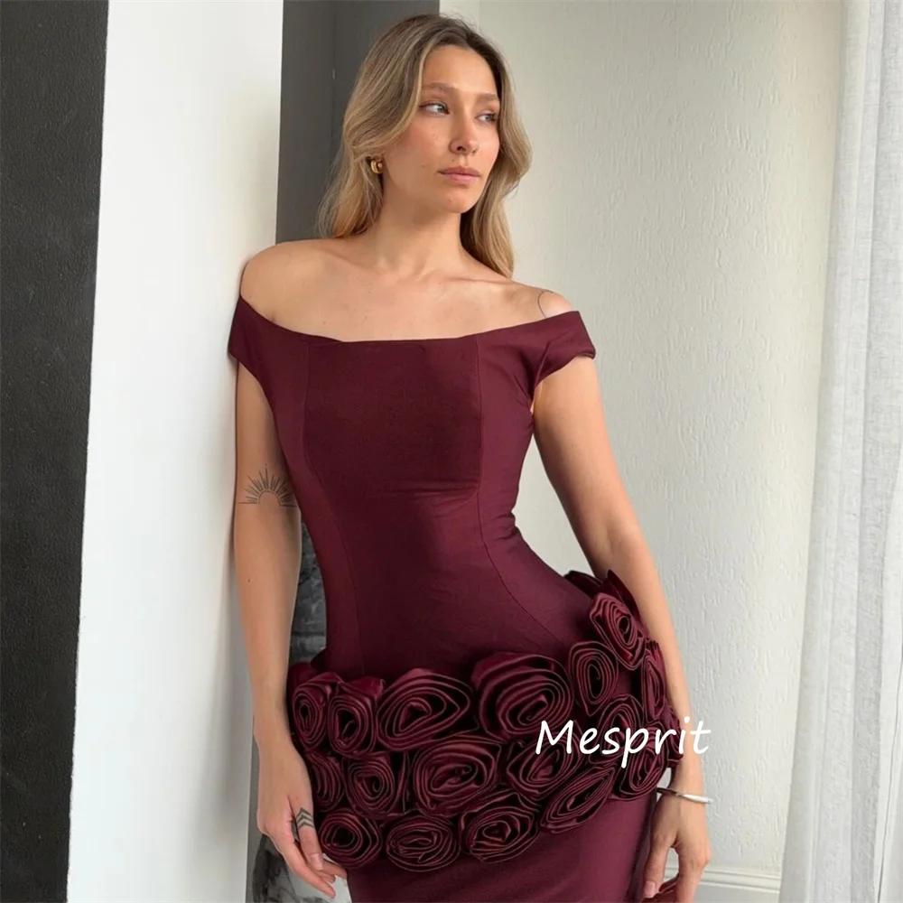 Robes longues personnalisées de haute qualité, plis à fleurs faites à la main, trompette, épaules dénudées, occasions sur mesure, Style chinois