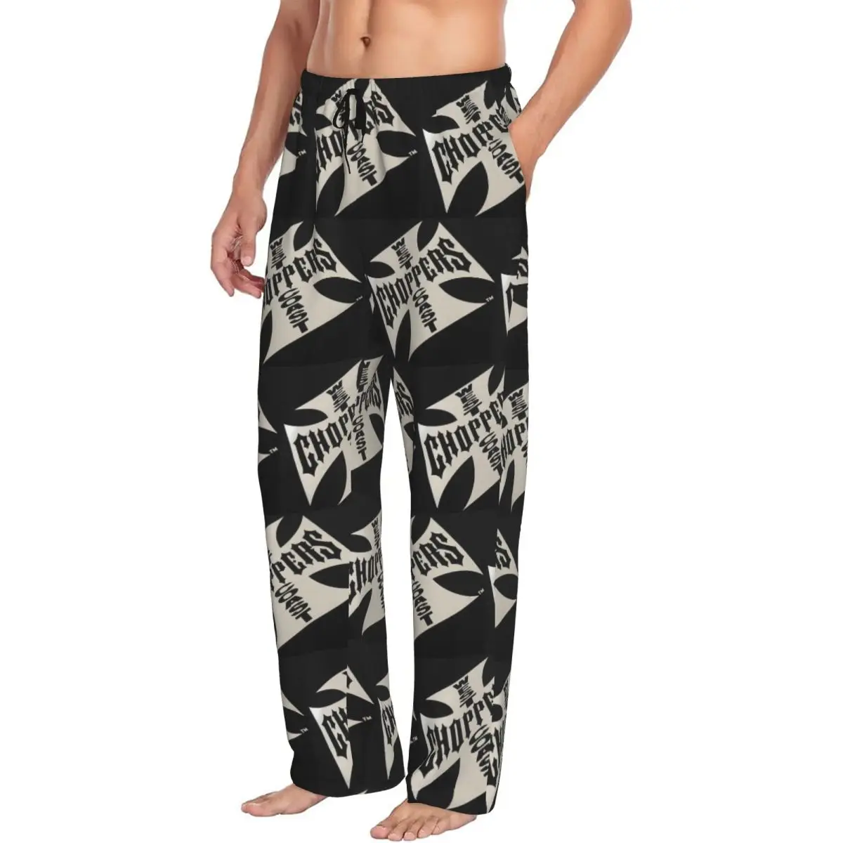 Custom West Coast Iron Cross Choppers Men Pajama Pants Lounge Sleep Sleepwear Bottoms with Pockets