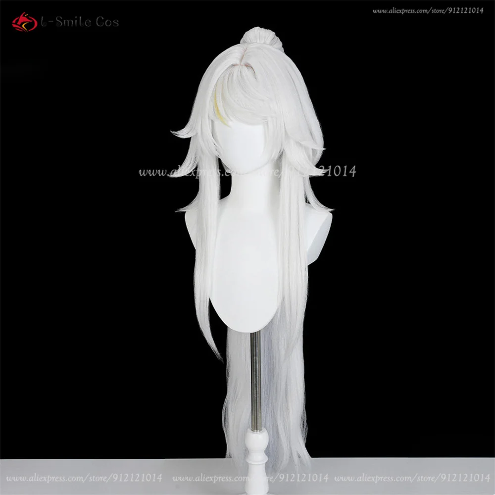 Zibai Cosplay Wig 100cm Silver White Wigs For Men Anime Cosplay Wig Heat Resistant Synthetic Hair Halloween Christmas Costumes view 4